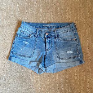 Mid-Rise Distressed Boyfriend Jean Shorts